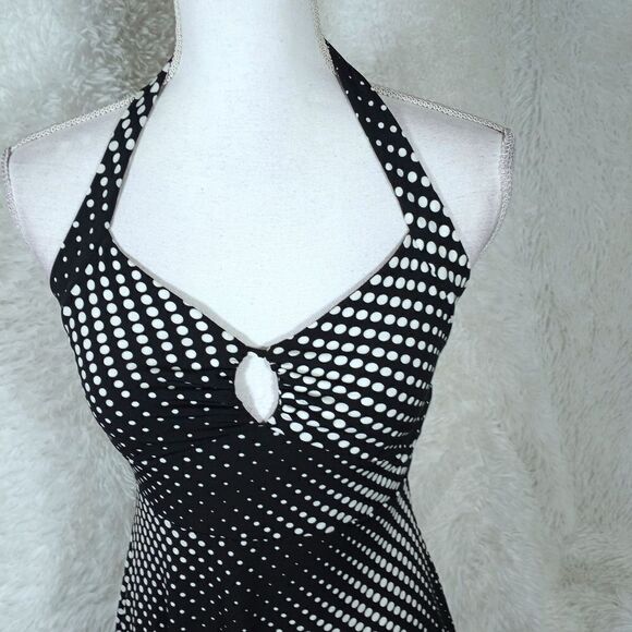 PAPAYA BLACK & WHITE POLKA-DOT HALTER DRESS SZ.S EUC - Picture 3 of 8